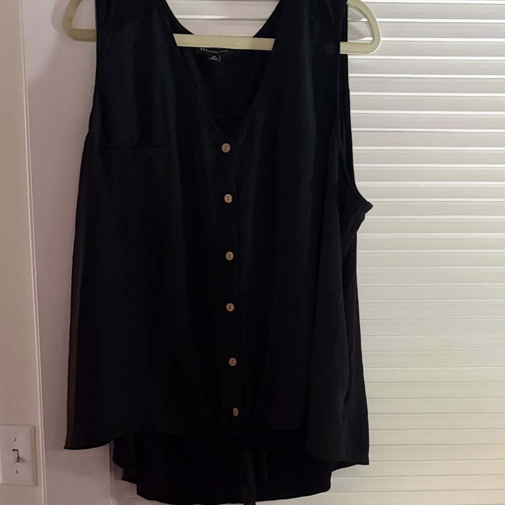 Elegant Black Button-Down Tank Top